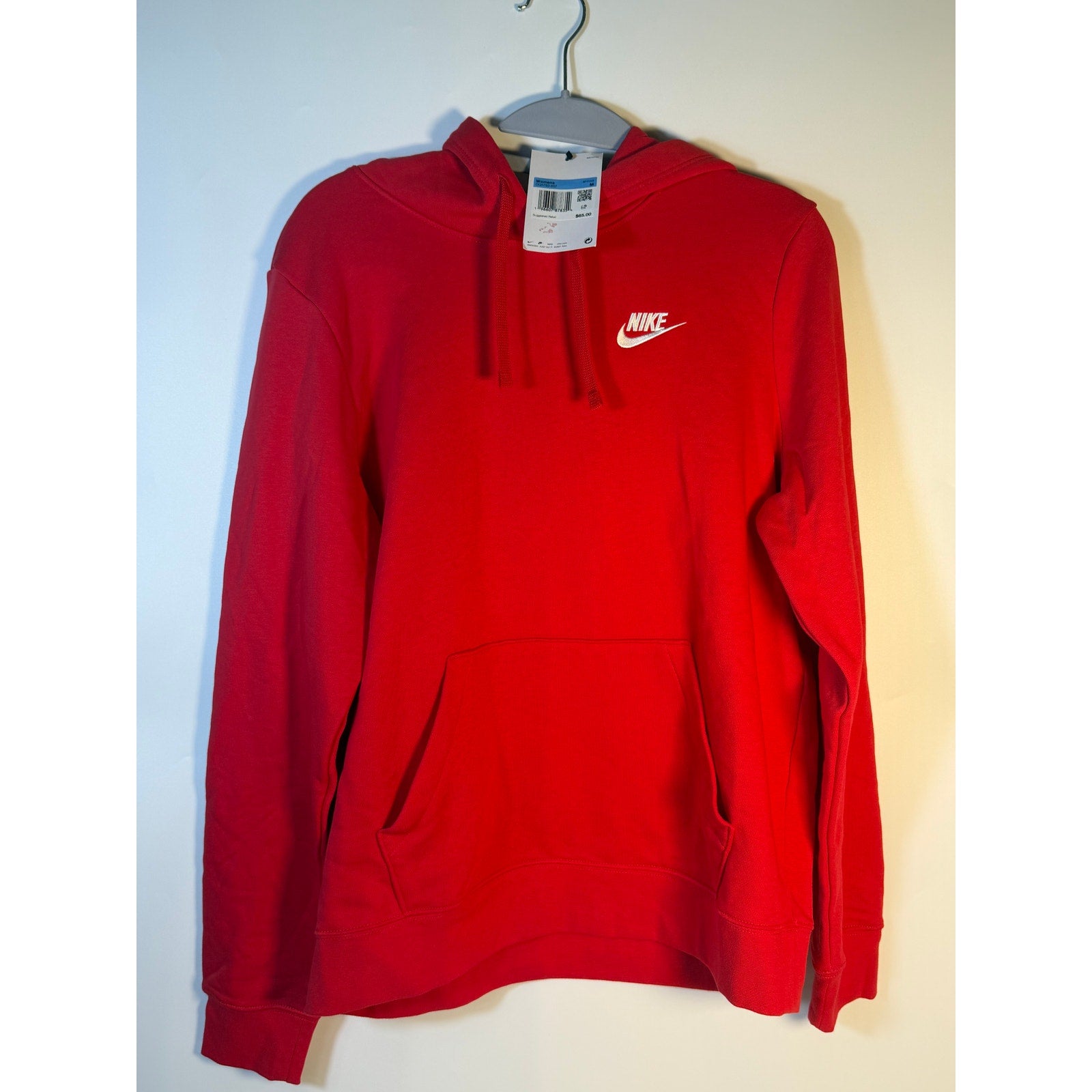 Nike Sportswear Club Fleece Pullover Hoodie Red Women's Medium Sweatshirt NWT