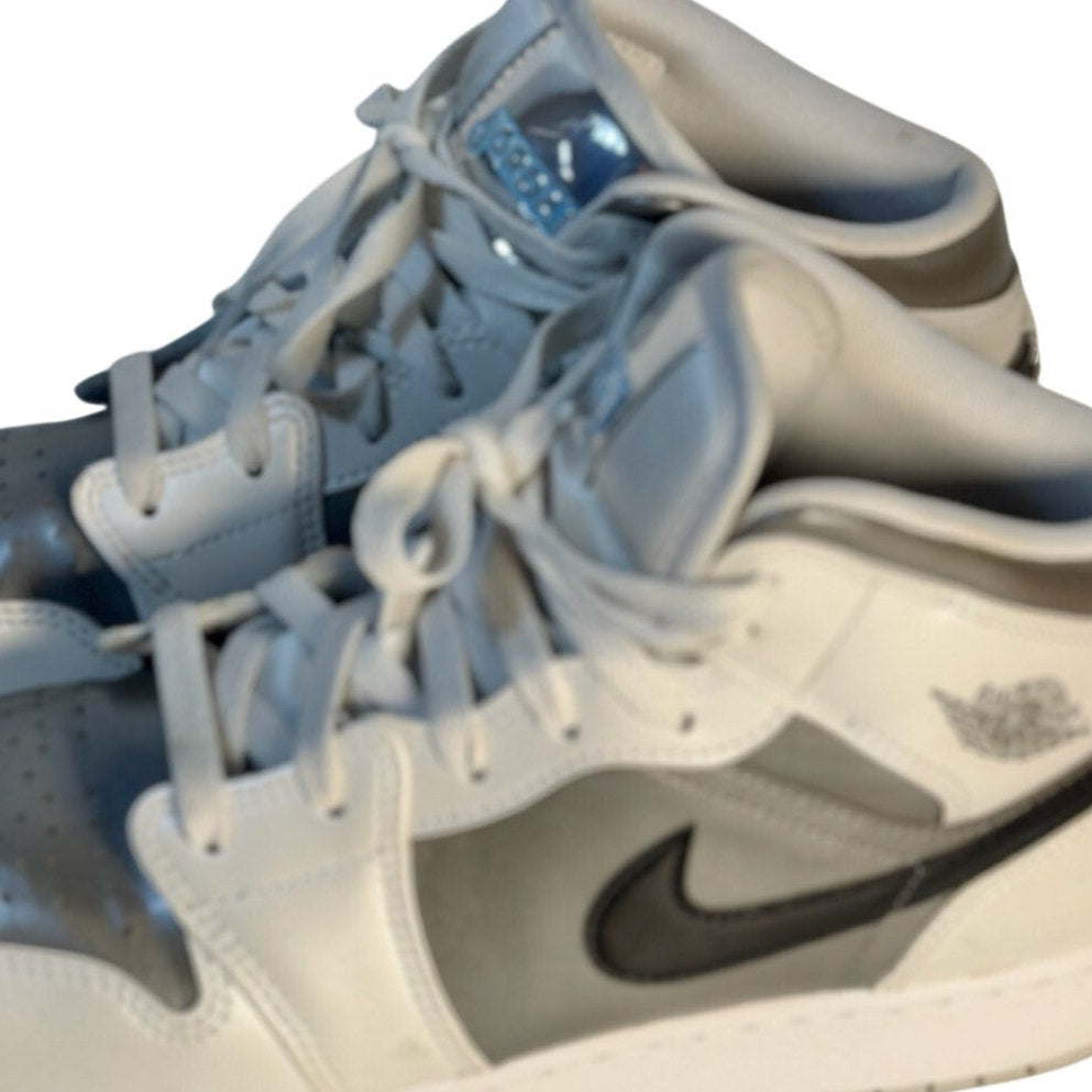 Air Jordan 1 Mid GS White Gray Black Sneakers Youth Size 7Y HV4490-014