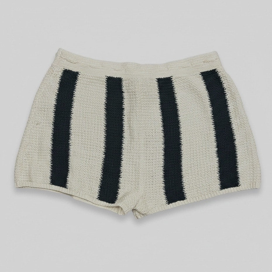 Polo Ralph Lauren Women’s Cotton Linen Striped Knit Shorts Cream Black XL NWT