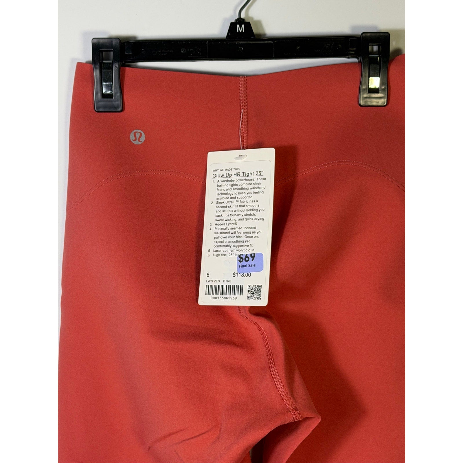 Lululemon Glow Up HR Tight 25" Leggings – Women's Size 6 – Red