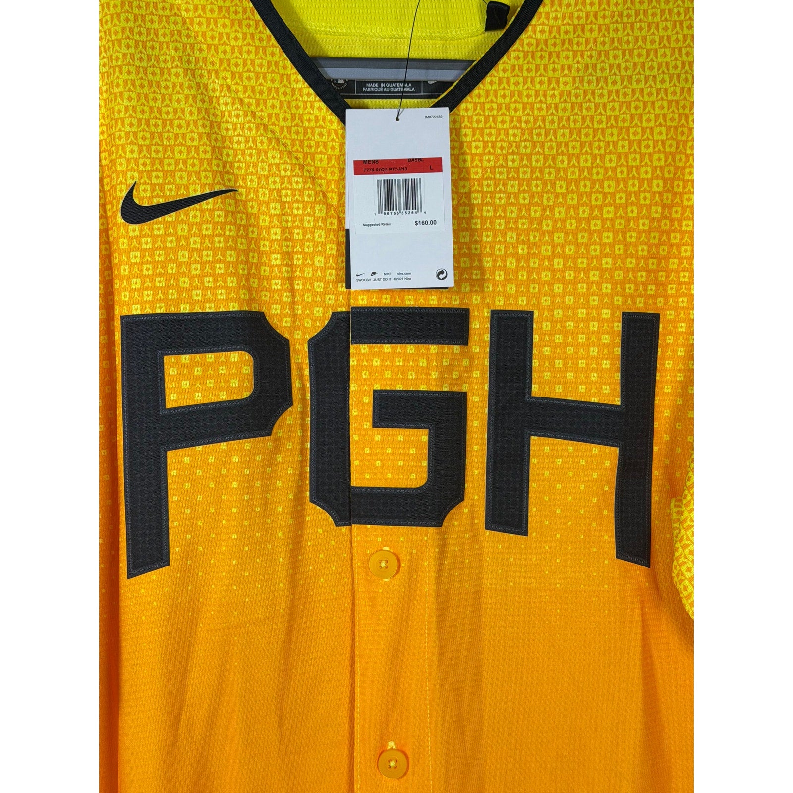 Nike Pittsburgh Pirates Ke'Bryan Hayes #13 City Connect Jersey Men's Large NWT