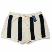 Polo Ralph Lauren Women’s Cotton Linen Striped Knit Shorts Cream Black XL NWT