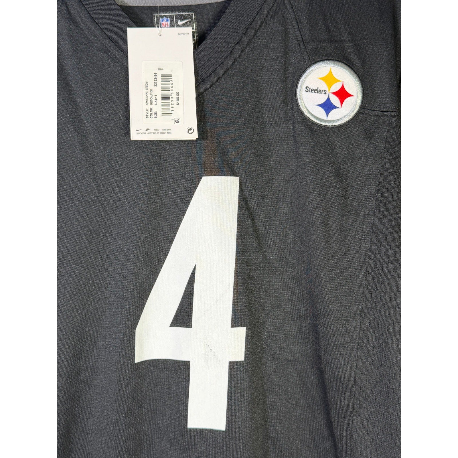 Nike Pittsburgh Steelers George Pickens #14 NFL Game Jersey Men's Large Black NWT