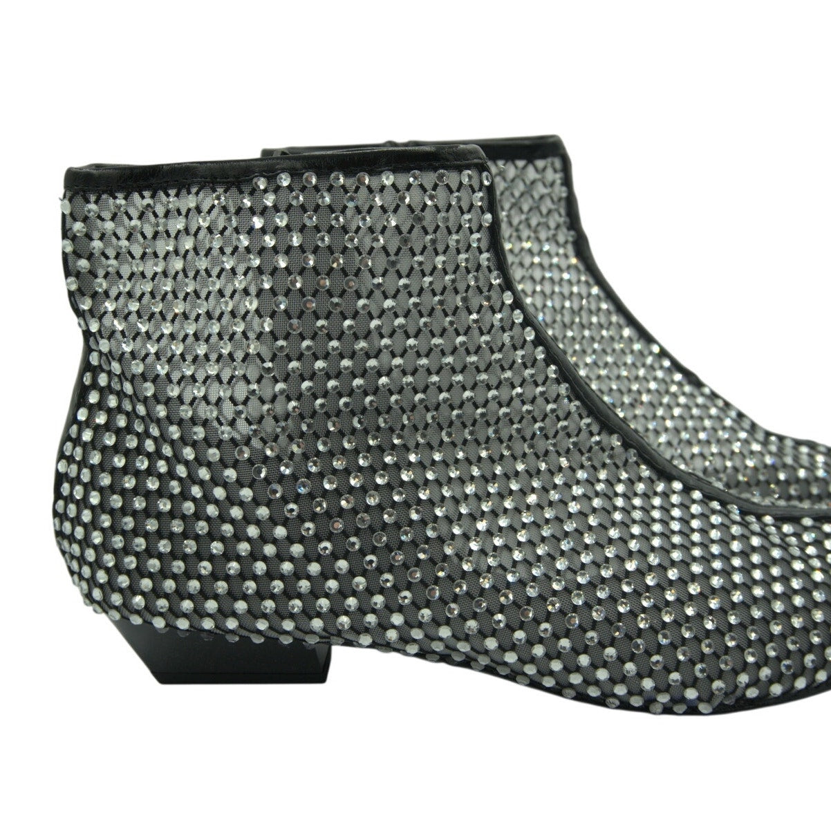 Rebecca Minkoff Crystal Mesh Booties – Women’s Size 8M – Black – 40mm Heel – NIB