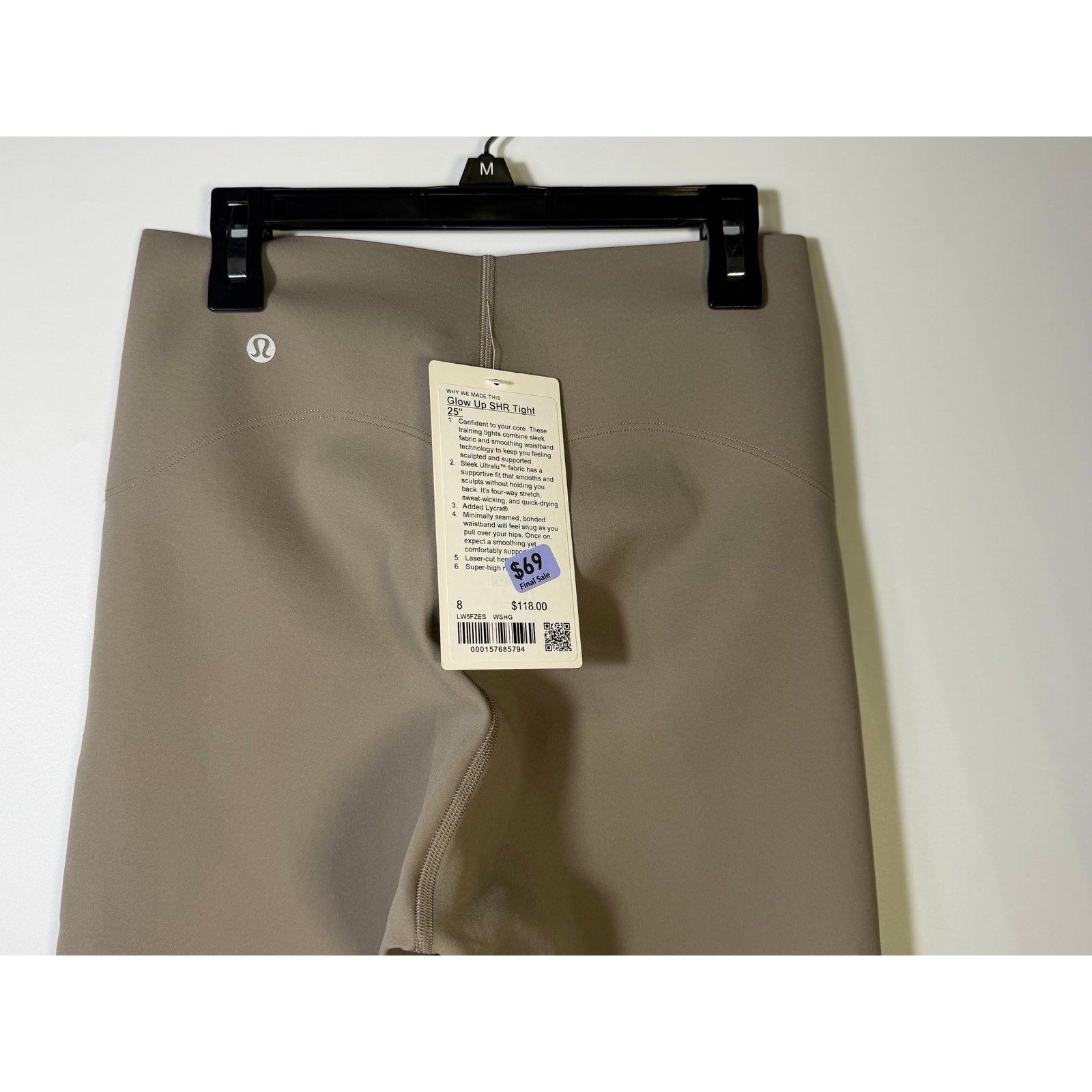 lululemon Glow Up Super-High-Rise Tight 25” Taupe Gray Size 8 NWT