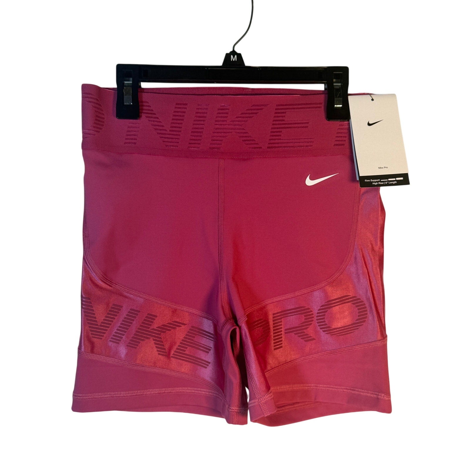 Nike Pro High Rise 5" Training Shorts Women's Small Firm Support Berry NWT