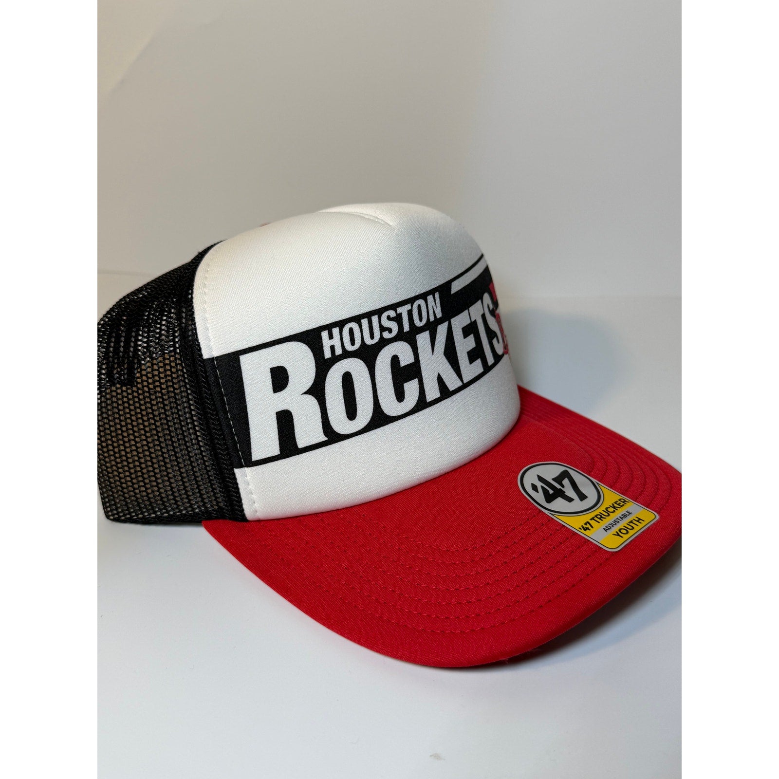 '47 Houston Rockets Youth Trucker Snapback Hat Red/Black Adjustable NWT