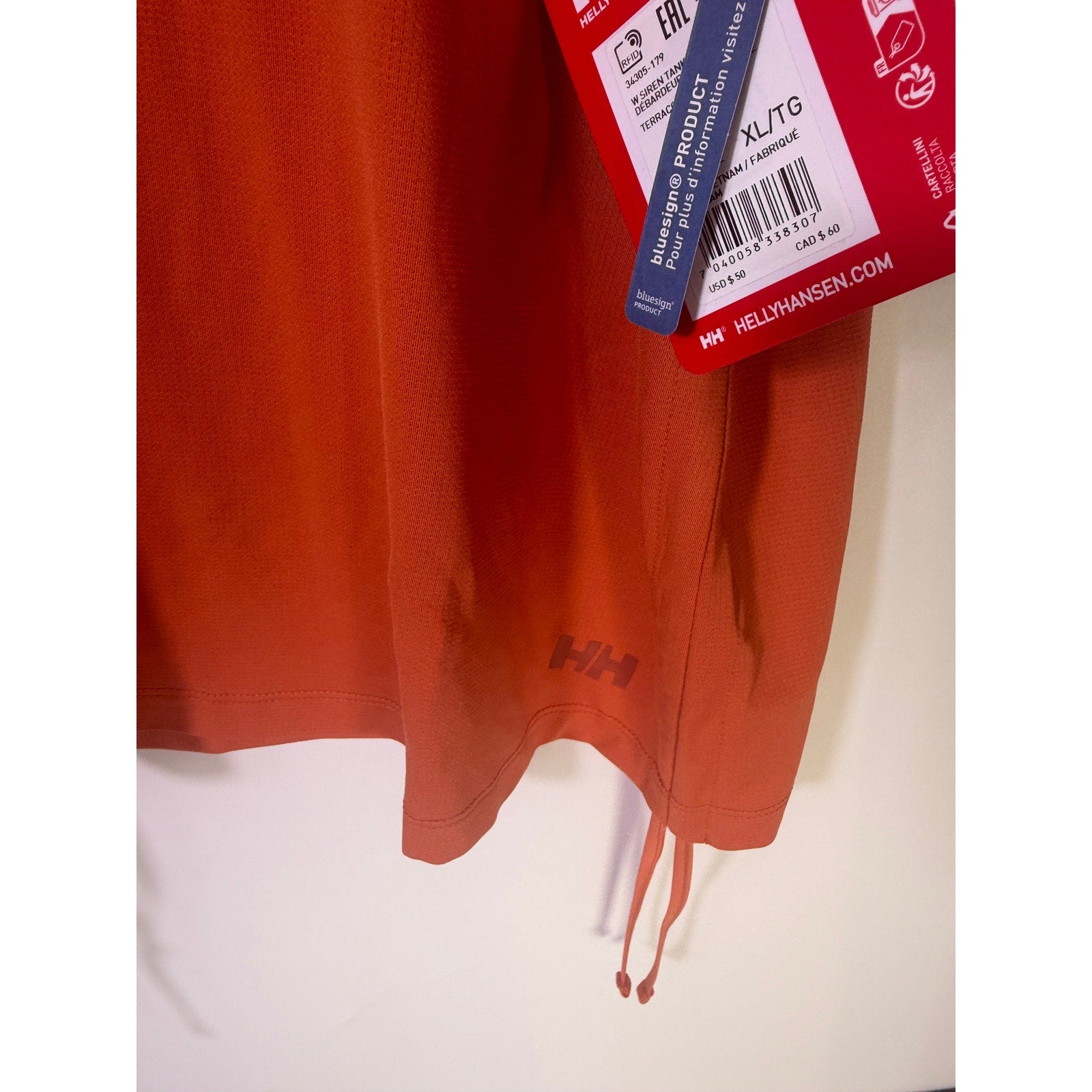 Helly Hansen Women's Active Tank Top XL Orange Sleeveless Drawstring Hem New