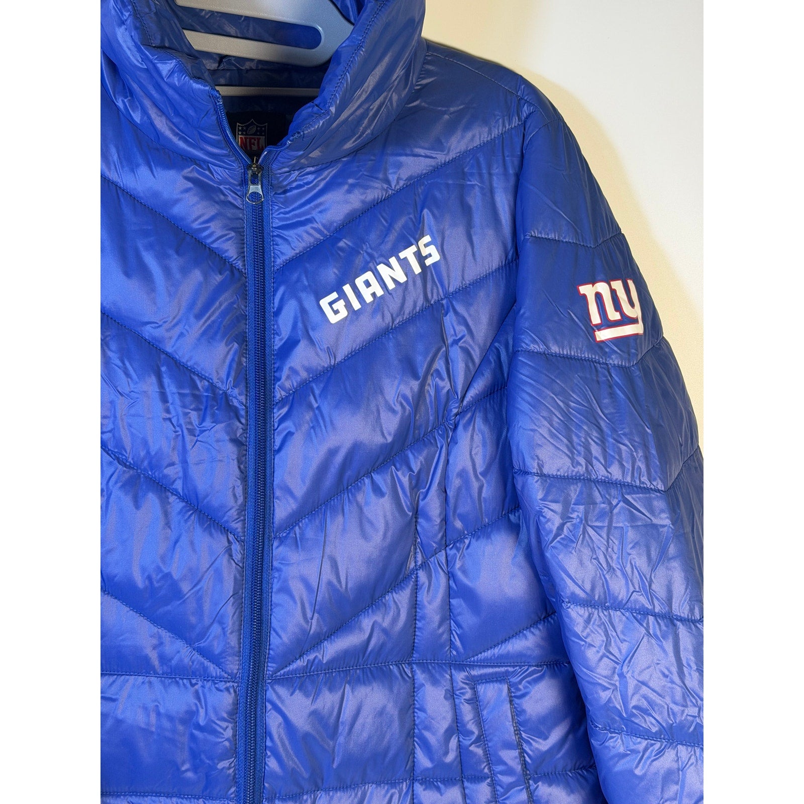 NFL New York Giants Puffer Jacket Blue Women's Medium Full Zip NWT